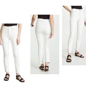 Goldsign high rise slim white denim button fly